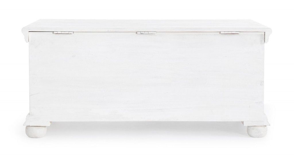 Panca portatutto shabby intarsiata bianca cm 100 x 50 x 45h
