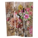 Paravento stampa 3 ante con fiori rosa cm120,6x2,5h180