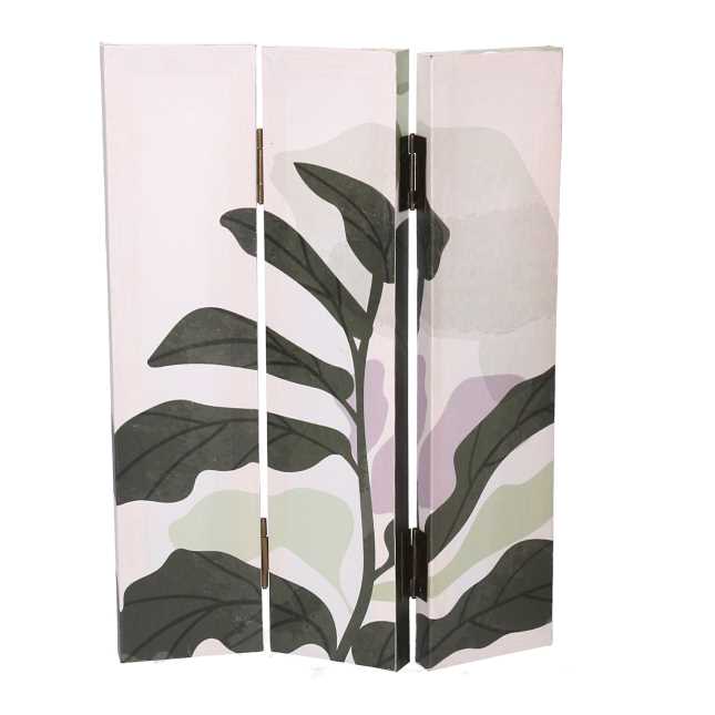 Paravento stampa foglie verde 3 ante rettangolare cm 120,6x2,5xh180,6x2,5xh180,6x2,5h180