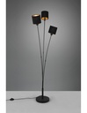 Piantana Tommy 3 Paralumi Tessuto Nero E Oro Trio Lighting