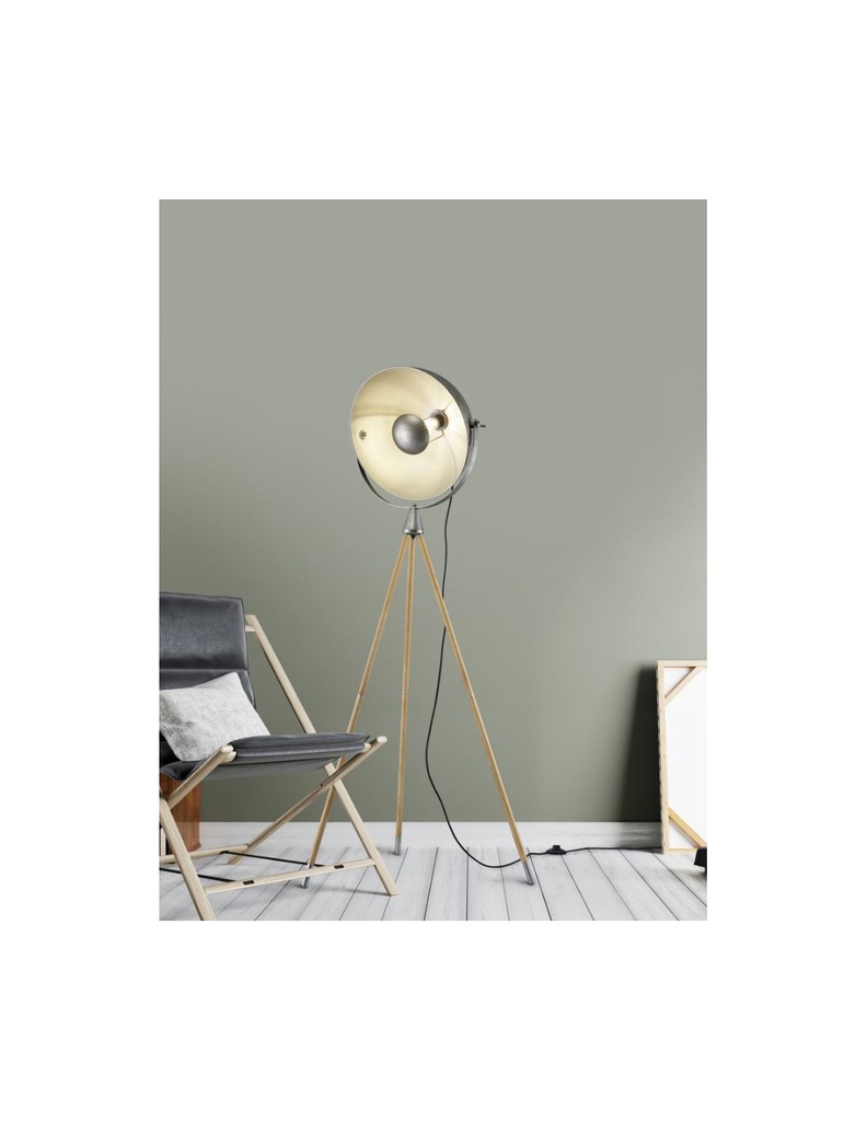 Piantana Treppiede Industrial Delhi Cupola Orientabile Trio Lighting