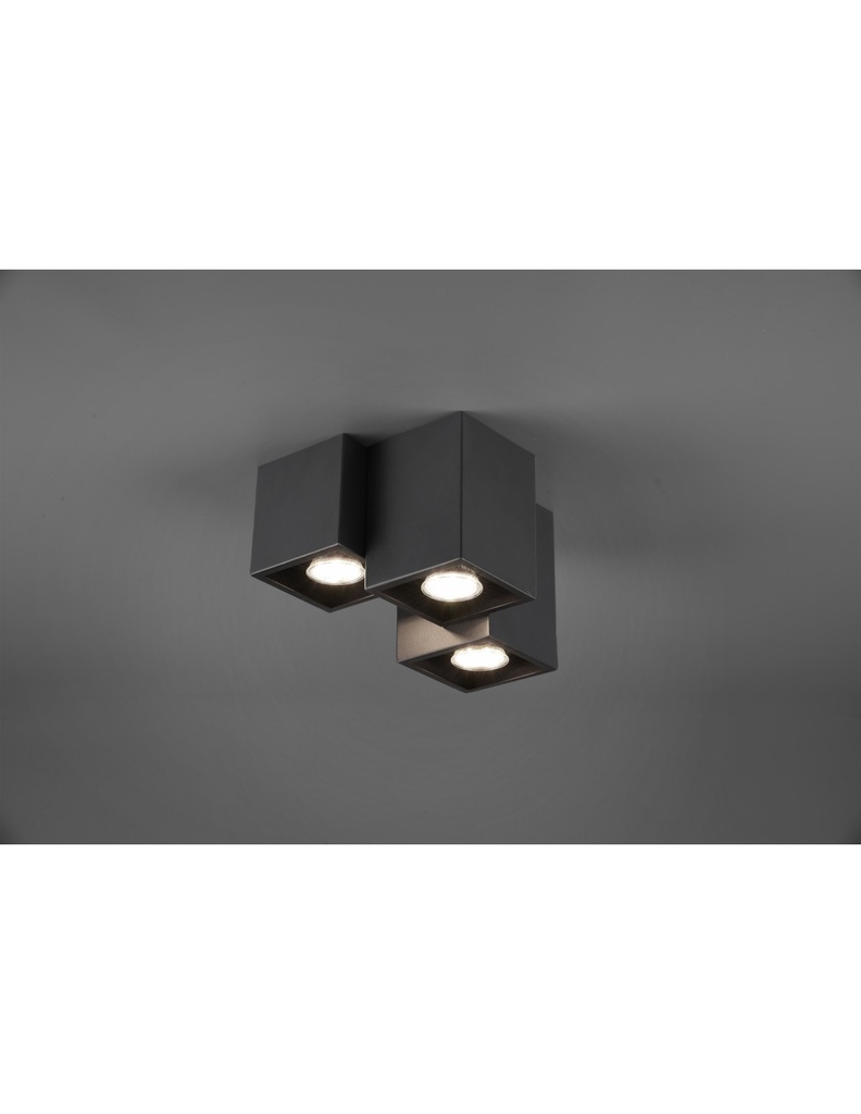 Plafoniera 3 Cubi GU10 Fernando Nero Opaco Trio Lighting