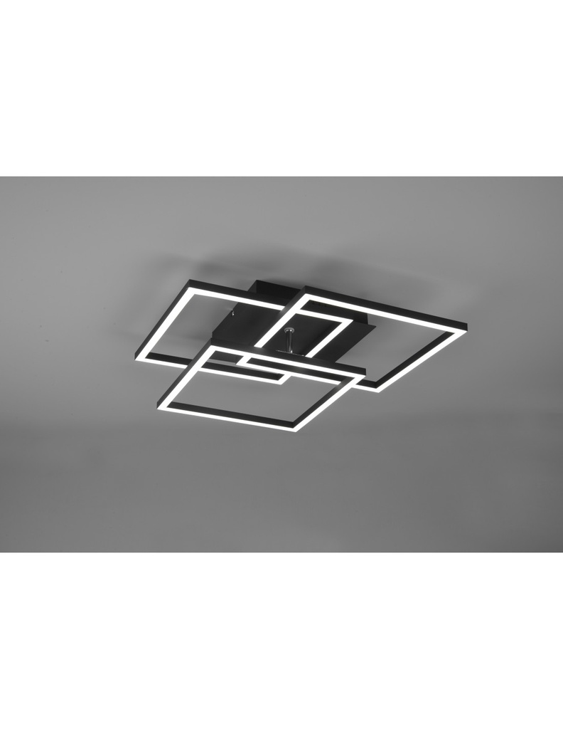 Plafoniera 3 Quadrati Orientabili Led Dimmer Mobile Nero Trio Lighting