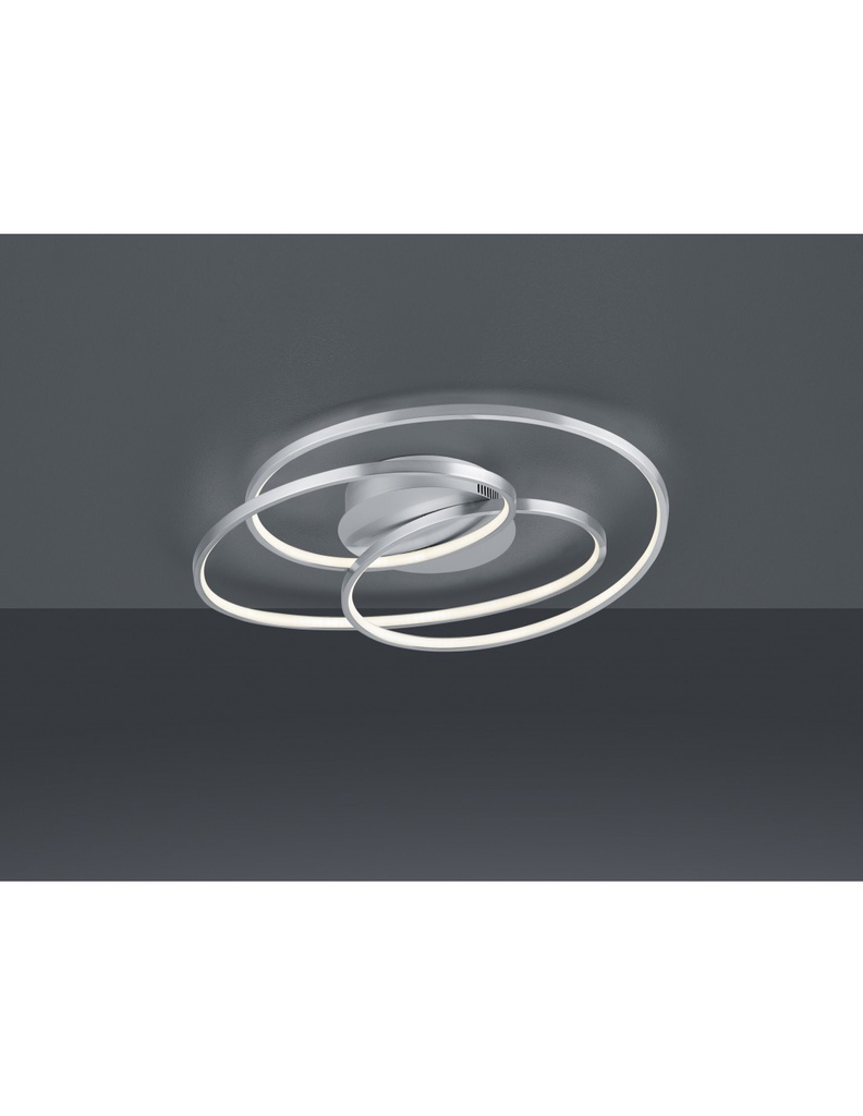 Plafoniera Gale 3 Cerchi Nichel Opaco Led 38,5w Dimmerabile L60 cm Trio Lighting