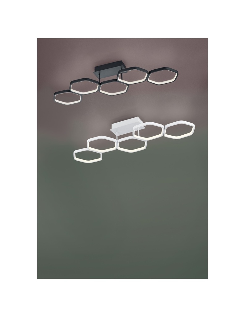 Plafoniera Led Dimmerabile Vigo 5 Esagoni L90 cm Antracite Trio Lighting
