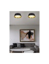 Plafoniera Led Paralume Tessuto Nero e Oro Ponts Ø34 cm Trio Lighting