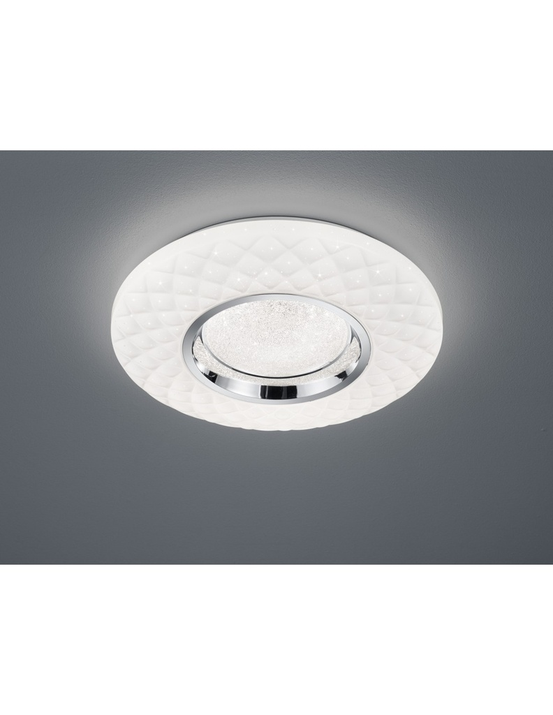 Plafoniera Moderna Led Dimmer Magnolia Bianco Decori Rombo Ø39 cm Trio Lighting