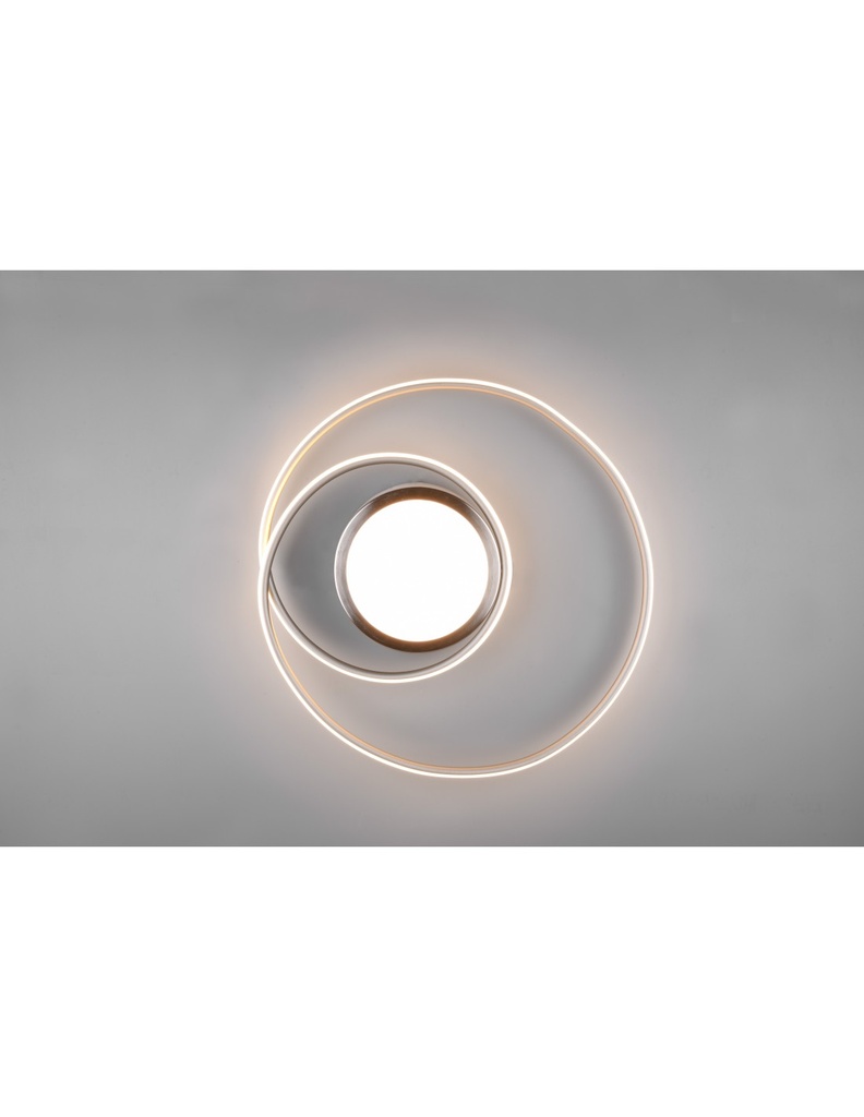 Plafoniera Moderna Soffitto Circolare Yava Nichel Led Dimmer Trio Lighting