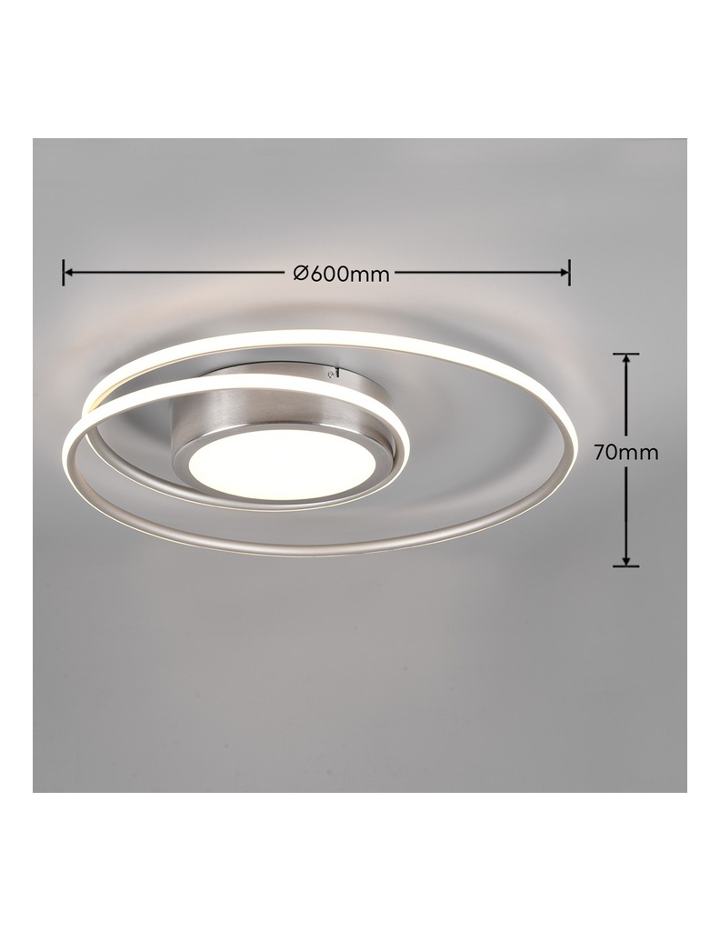 Plafoniera Moderna Soffitto Circolare Yava Nichel Led Dimmer Trio Lighting