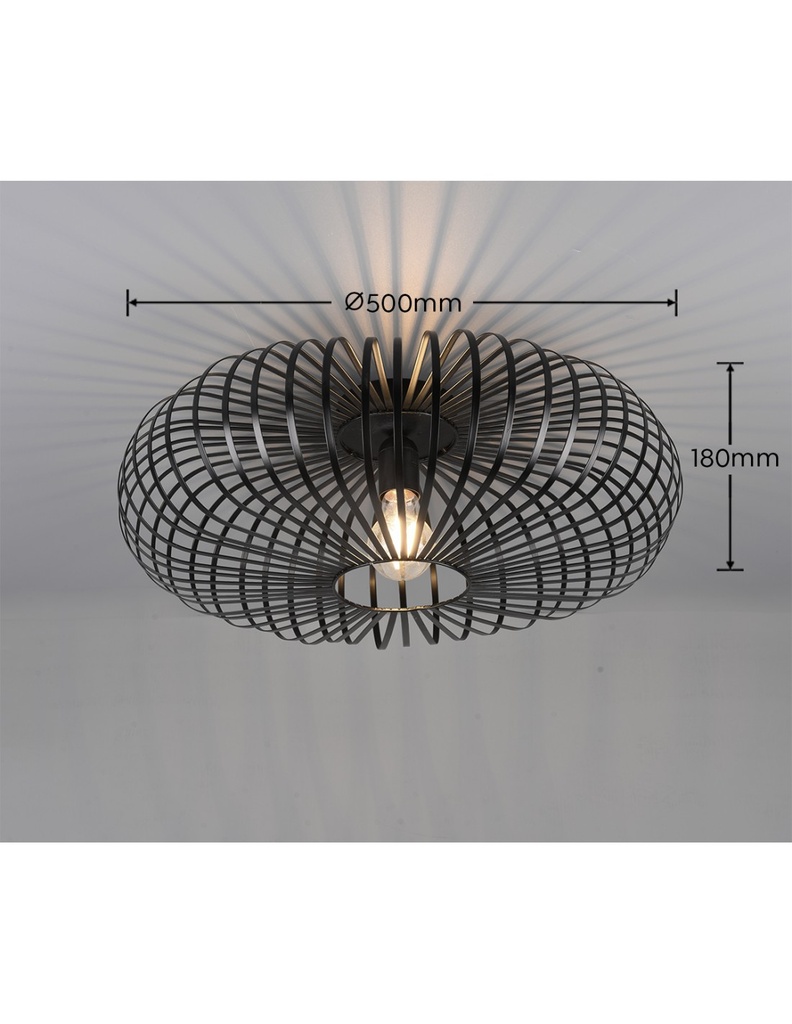Plafoniera Nera Gabbia Aperta Ellissi Nera Johann Ø50 cm Trio Lighting