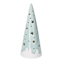 Albero ceramica disegno slitta con led verde acqua cm ø12h26