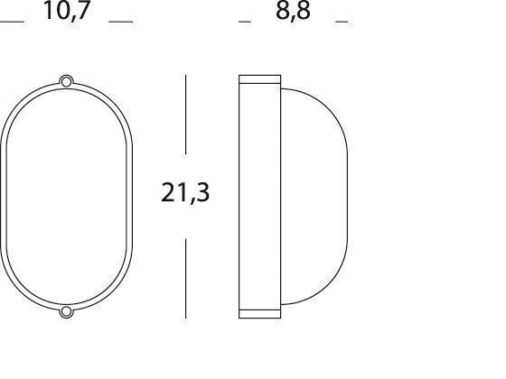 Plafoniera Piccola E27  linea industriale ovale  nero