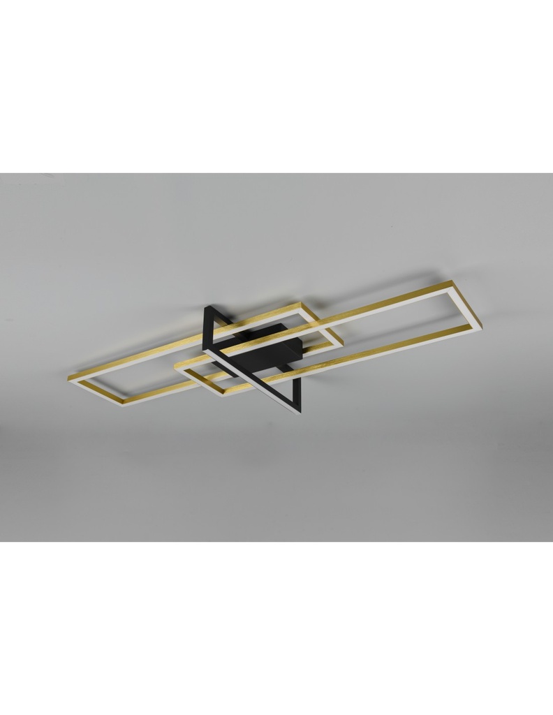 Plafoniera Salinas 3 Rettangoli Led 34w Oro-Nero L100 cm Dimmerabile Trio Lighting