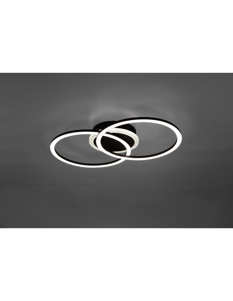 Plafoniera Venida Doppio Cerchio Nero Led 25w Dimmerabile L50 cm Trio Lighting