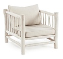 Poltrona bianco con cuscino in teak in stile naturale
