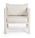 Poltrona bianco con cuscino in teak in stile naturale