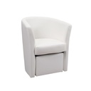 Poltrona imbottita rivestita in ecopelle bianca e pouff estraibile 64x63xh.76