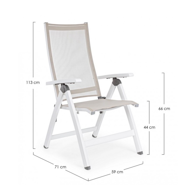 Poltrona per esterno Pieghevole CRUISE Bianco 59x71x h 113 cm