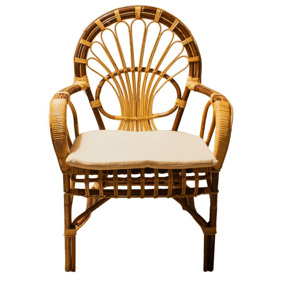 Poltrona rattan sole con cuscino cm 62 x 65 x h44/62/90