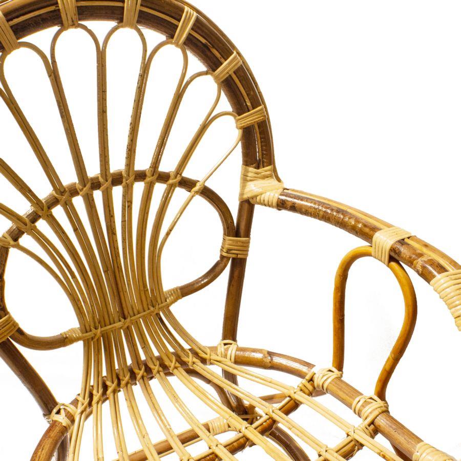 Poltrona rattan sole con cuscino cm 62 x 65 x h44/62/90