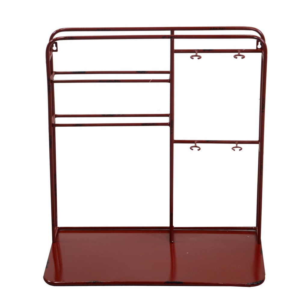 Portabottiglie da muro in metallo 2 posti rosso cm59x33xh62,5