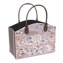 Rectangular magazine rack in gray eco-leather with flowers cm33,5x15,5h25,5