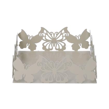 Portatovaglioli metallo farfalla crema quadrato cm16,5x16,5h6