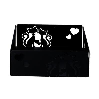 Portatovaglioli metallo gatti nero quadrato cm16,5x16,5h6