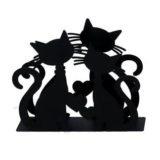Portatovaglioli metallo gatti nero rettangolare cm 14,5x4h12