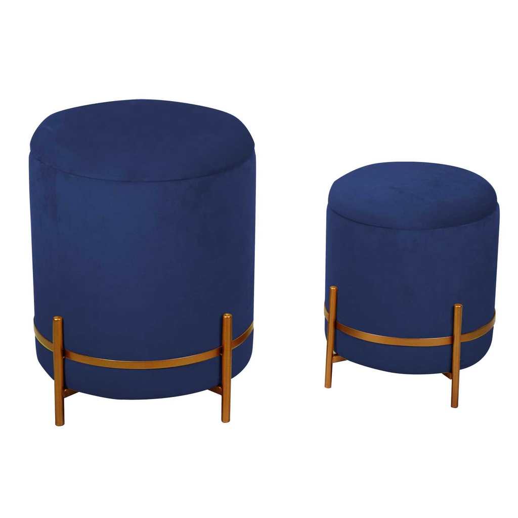 Puff velluto 1-2 blu cm ø39h49