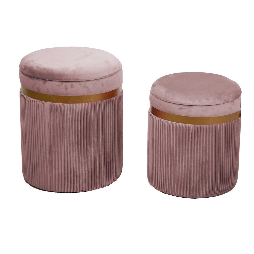 Puff velluto 1-2 rosa antico cm ø39h49