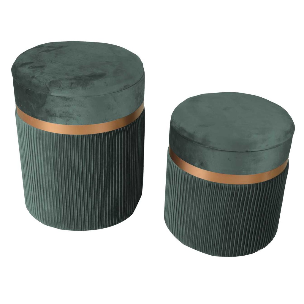 Puff velluto 1-2 verde salvia tondo cm ø39h49