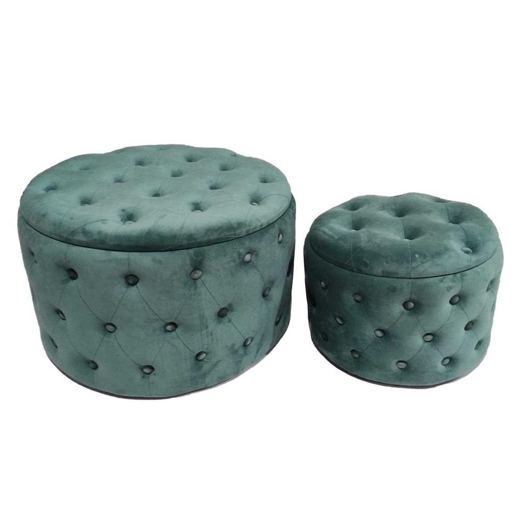 Puff velluto 1-2 verde salvia cm ø70h42