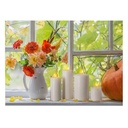 Rectangular led picture with white flowers cm40x30x1,8
