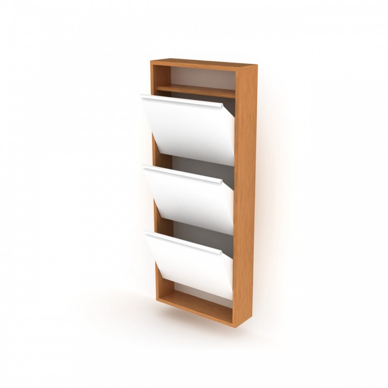 Scarpiera slim bambu  bianco  cm 50x15x124 h