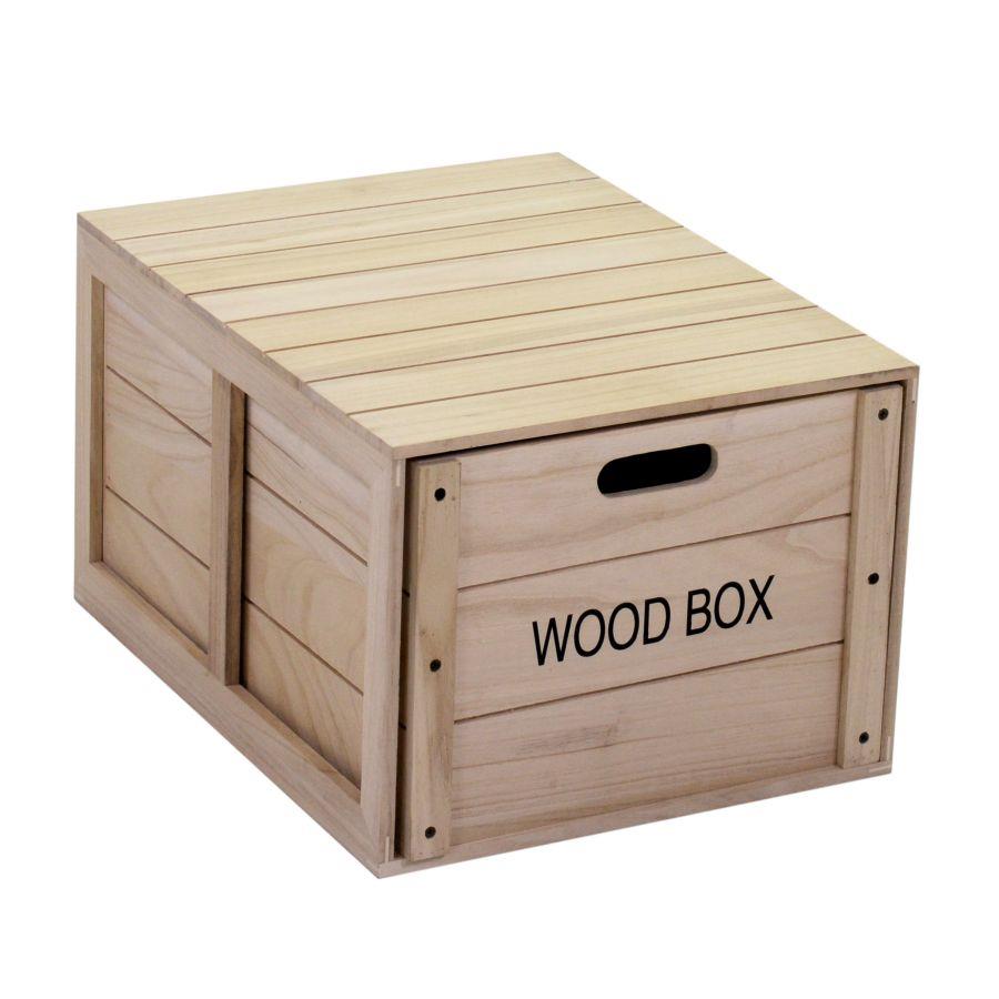 Scatola legno  con cassetto rettangolare cm 39 x 50 x h 29,5
