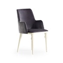 Sedia Zen vellutino grigio e gambe bianco