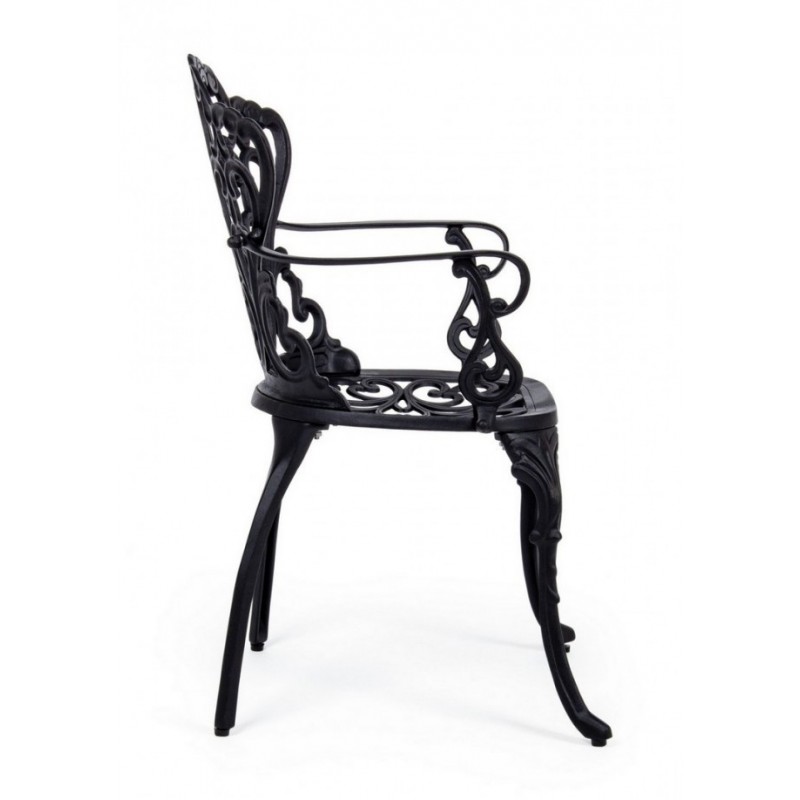 Sedia alluminio antracite esterno barocco cm 57.5x  58 x  87.5h