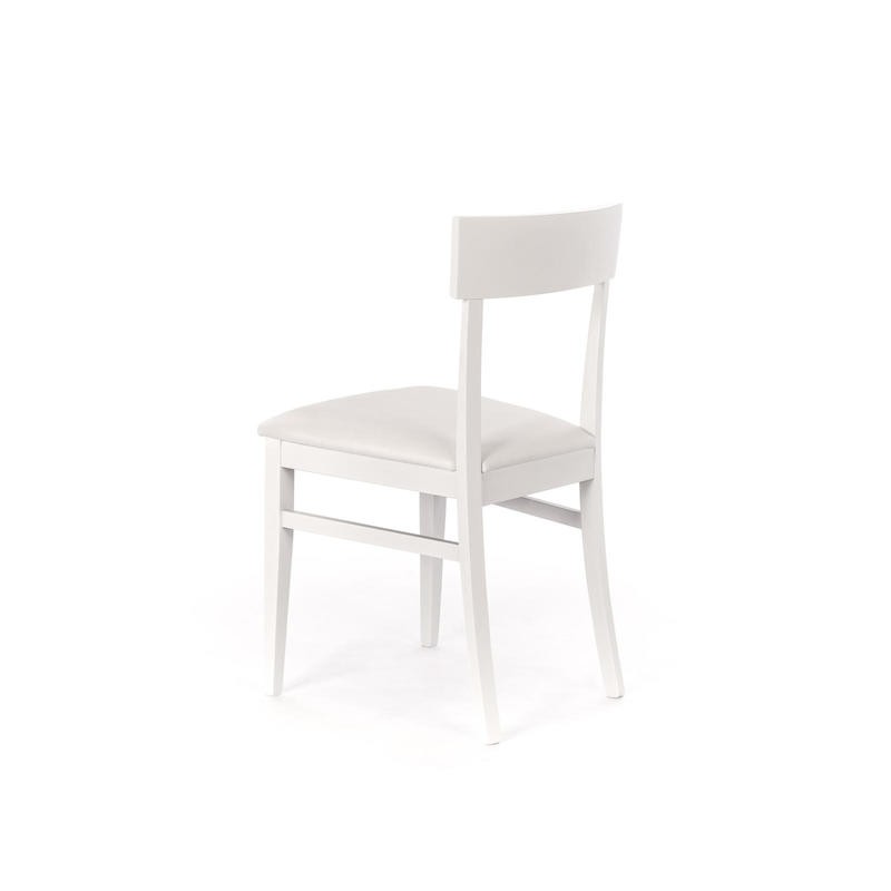 Sedia in legno laccato bianco  con seduta in similpelle 44x45xh. 82 cm