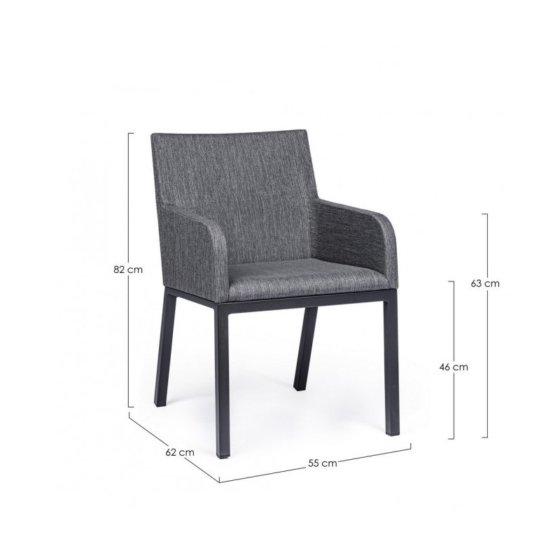 Sedia per esterno con braccioli  in tessuto Antracite OWEN JX55 55x62x h82 cm