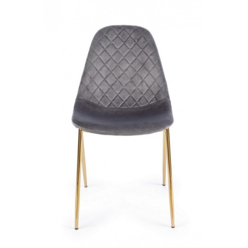 Sedia salotto  in velluto grigio con gambe oro