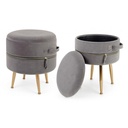 Set 2 Sgabello contenitore effetto velluto Pavlina Grigio Scuro