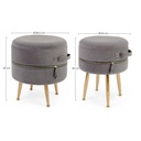 Set 2 Sgabello contenitore effetto velluto Pavlina Grigio Scuro