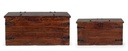 Set 2 cassapanca marrone in legno stile fusion