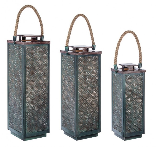 Set 3 lanterne in metallo stile fusion
