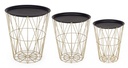 Set 3 tavolino contenitore in metallo stile atmosphere