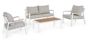 Set 4 salotto bianco con cuscino in alluminio
