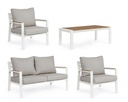 Set 4 salotto bianco con cuscino in alluminio
