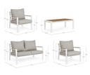 Set 4 salotto bianco con cuscino in alluminio