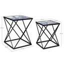 Set Tavolini in acciaio Nero con fantasia marina REEF K04 2 pezzi
